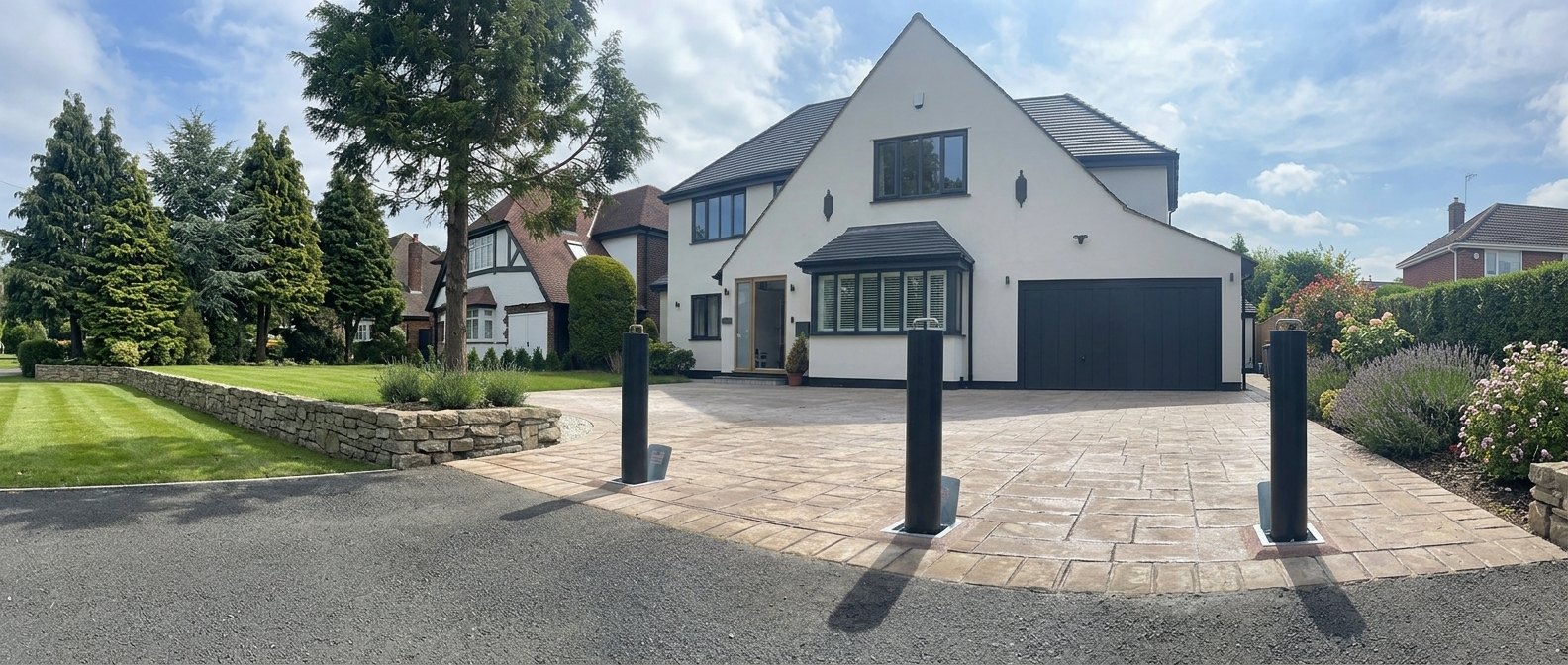 Driveway bollards installed at a residential property