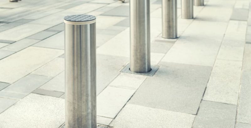 Metal Electric Bollards in public area
