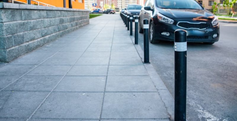 Security Bollards next to vehicle