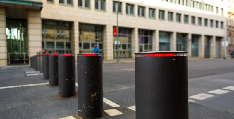 automatic bollards on road