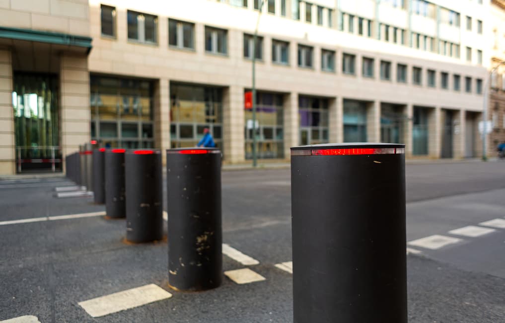 automatic bollards on road